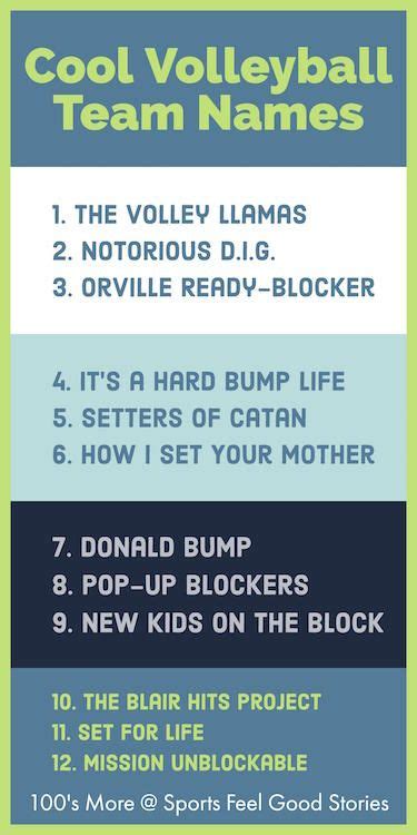 Volleyball Team Names | Team names, Volleyball team, Volleyball team names