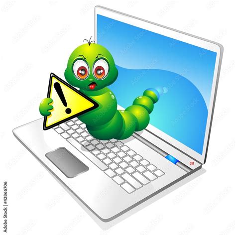 Vetor de Verme Computer infetto-Warning Computer virus Worm-Cartoon do Stock | Adobe Stock