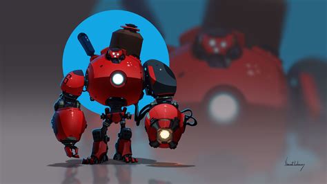 Red_Bot, Vincent Lebocey on ArtStation at https://www.artstation.com/artwork/olgOq | Robot ...