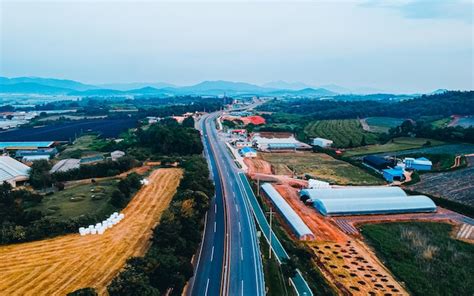 Premium Photo | Aerial view of naju highway in naju south korea