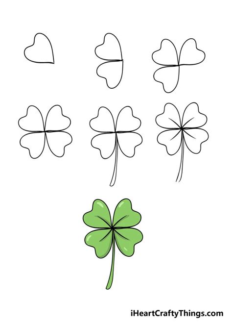 Four-Leaf Clover Drawing - How To Draw A Four-Leaf Clover Step By Step