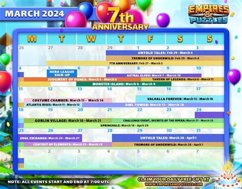 March 2024 Calendar of Events | Empires & Puzzles