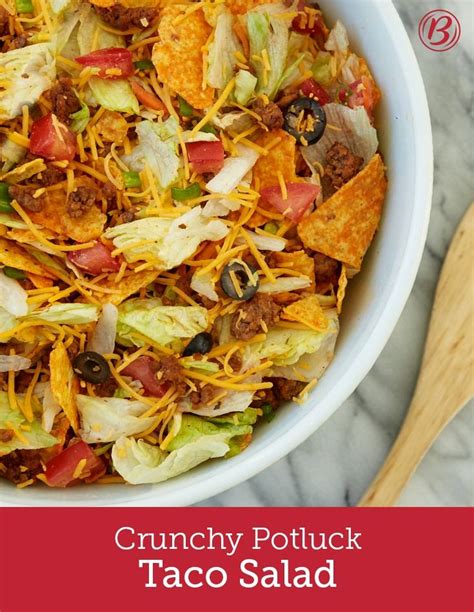 Crunchy Potluck Taco Salad | Recipe | Taco salad, Tortilla chip recipe, Delicious salads