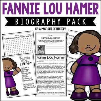 Fannie Lou Hamer Biography Pack | Distance Learning by A Page Out of ...