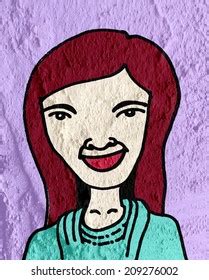 Woman Cartoon On Wall Texture Background Stock Illustration 209276002 | Shutterstock