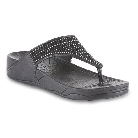 Olivia Miller Women's Eva Wedge Flip-Flop Sandal - Black | Shop Your ...