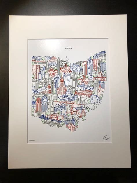 Ohio Wall Art Ohio Art Map Print Framed Art Ohio State | Etsy