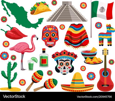 Mexican symbols set Royalty Free Vector Image - VectorStock