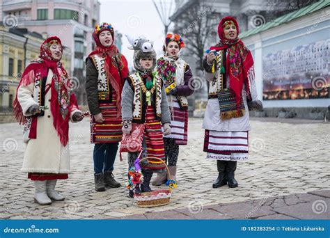 Performance of the Ukrainian Folk Choir with Christmas Songs Carols. Ukraine, Kiev ...