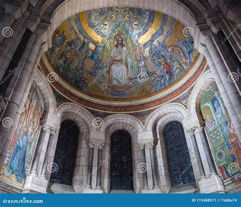 Gold Mosaic on the Ceiling of the Basilica of the Sacre Coeur in Editorial Photo - Image of ...