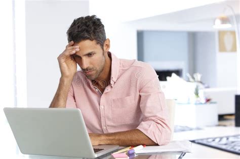 Stressed Man Working at Laptop in Home Office Stock Photo - Image of laptop, person: 55899942