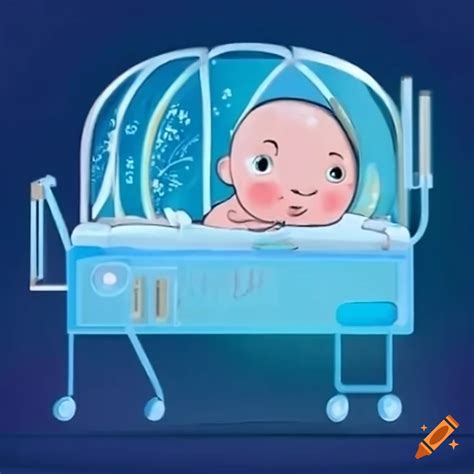 Newborn baby resting in an incubator on Craiyon