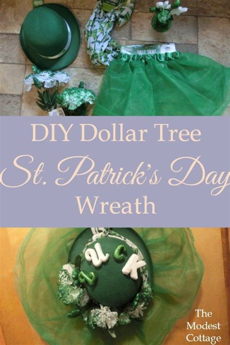 DIY Dollar Tree St. Patrick's Day Wreath - The Modest Cottage #St ...