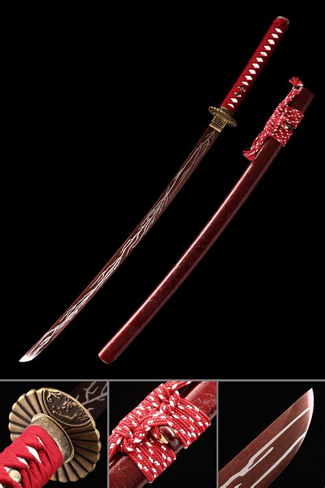 Crimson Katana | Handmade Japanese Katana Sword With Crimson Red Blade ...