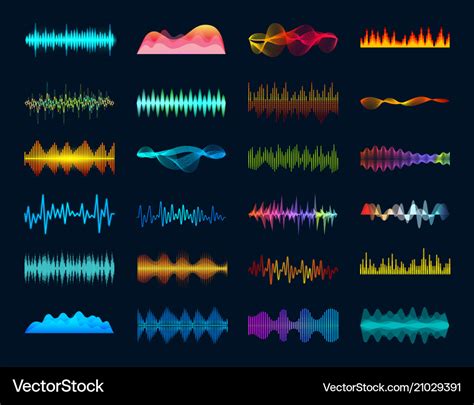 Audio waveform signals wave song equalizer Vector Image