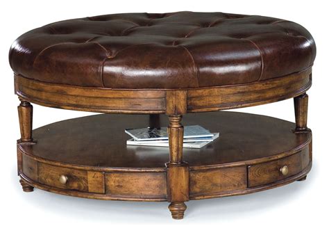 Tufted Leather Ottoman With Optional Shelf | Home Design Ideas