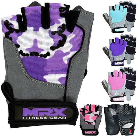 MRX Women's Weight Lifting Gloves Gym Training Bodybuilding Fitness Workout Glove Camo Purple M ...