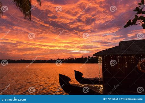 Sunset at Ashtamudi Lake in Kollam, Kerala, India. Gorgeous Summer Time ...