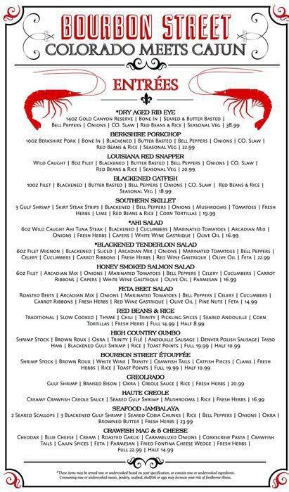 Bourbon Street Menu, Menu for Bourbon Street, Louisville, Denver ...