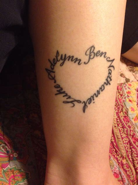 My ankle heart tattoo with kids names | Heart tattoos with names, Name ...