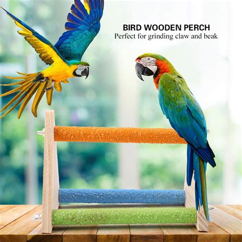 Sonew Bird Wooden Perch Wooden Platform Natural Wood Stand Toy Branch ...