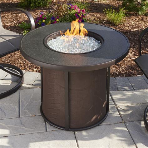 Stonefire 31 Inch Round Aluminum Propane Fire Pit Table in Brown By The Outdoor GreatRoom ...