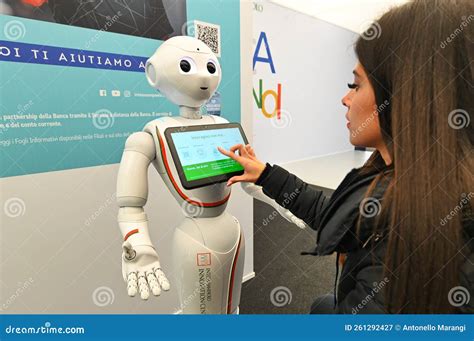 Pepper Robot Interacting with Customer Deliberated Motion Blur Editorial Photography - Image of ...