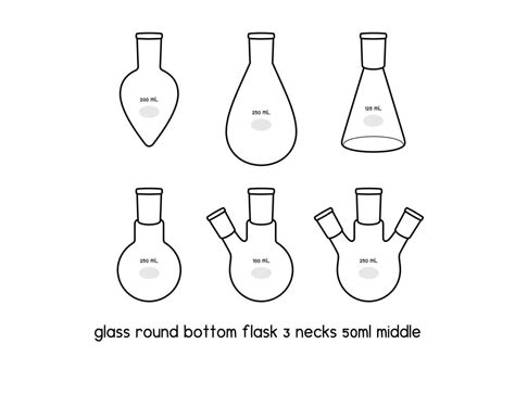 glass round bottom flask 3 necks middle diagram for experiment setup lab outline vector ...