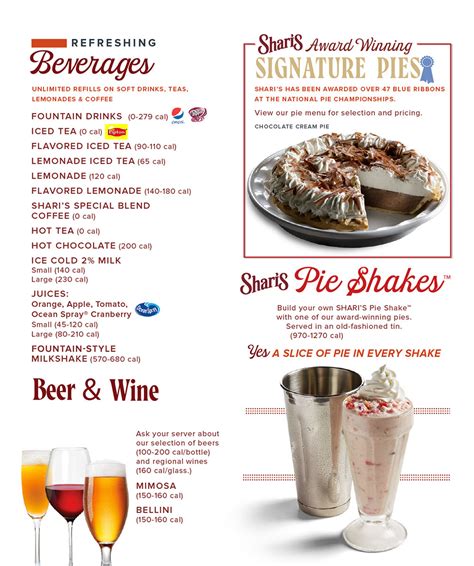 BEVERAGES & PIES | Shari’s Restaurant