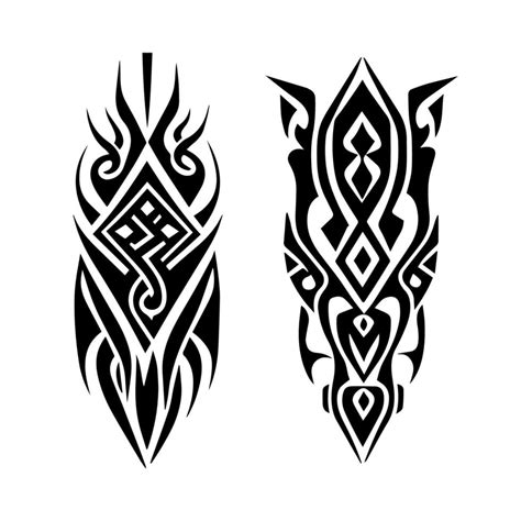 A collection set of black and white Hand drawn tribal tattoo designs ...