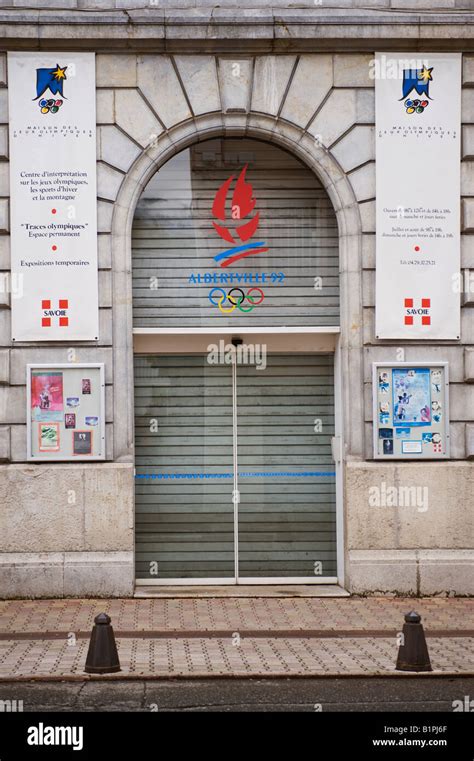 winter olympics albertville 1992 building entrance savoie france Stock Photo - Alamy