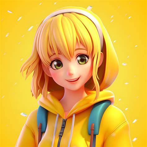 Premium AI Image | A lovely smiling anime girl in a yellow dress