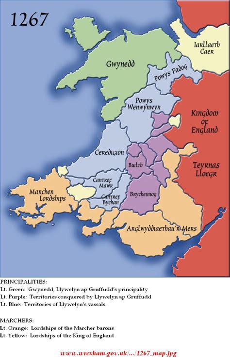 Map of Welsh Kingdoms in 1267