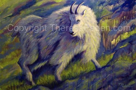 Colorful Southwestern Art: Mountain Goat Painting by Theresa Paden