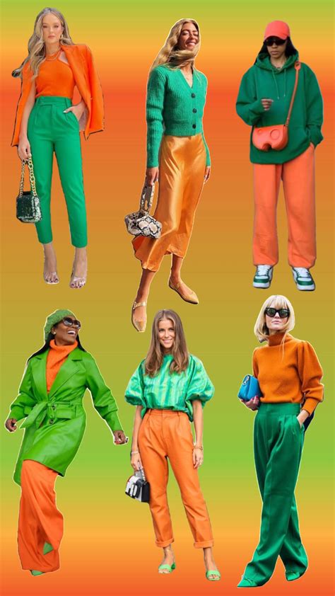 Orange and green outfit inspiration #orangeandgreen #outfitinspiration | Color blocking outfits ...