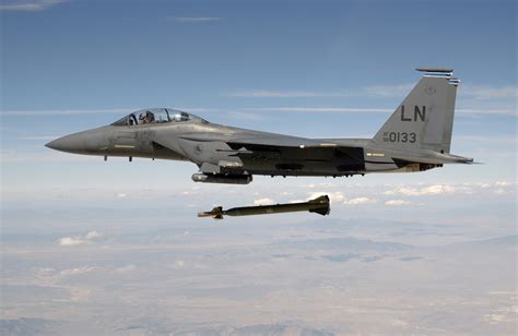 A US Air Force (USAF) F-15E Strike Eagle aircraft from the 492nd Fighter Squadron, Royal Air ...