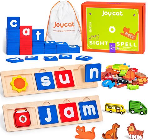 Amazon.com: JoyCat Wooden CVC Word Spelling Games，Preschool Kindergarten Classroom Learning ...