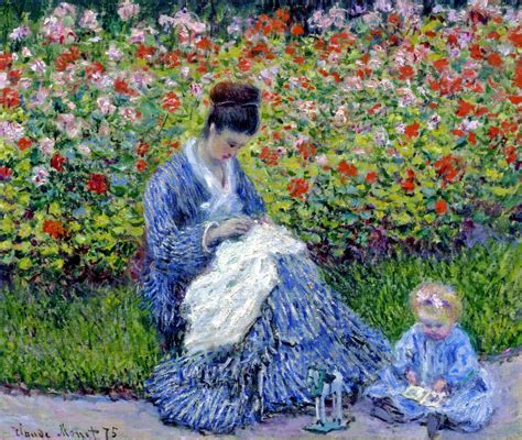 Camille Monet and a Child in the Artist’s Garden in Argenteuil - Claude ...