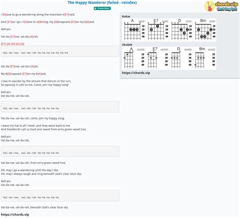 Chord: The Happy Wanderer (failed - reindex) - Frank Weir - tab, song ...