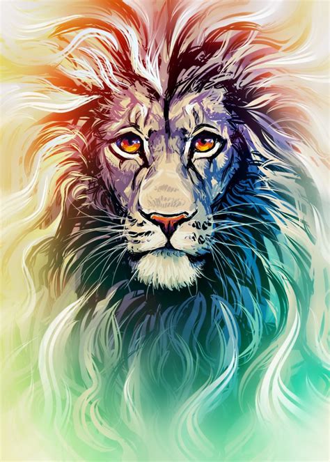 Lion Portrait by Kawiku on DeviantArt | Colorful lion, Lion painting, Lion canvas