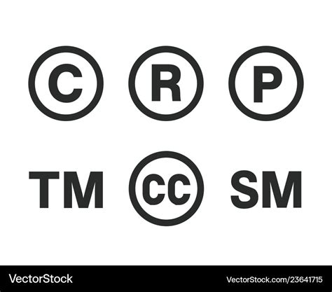 Intellectual property symbol set Royalty Free Vector Image