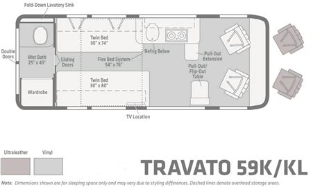 Winnebago Travato Floorplans and Specifications | Details of the Winnebago Travato | Winnebago ...