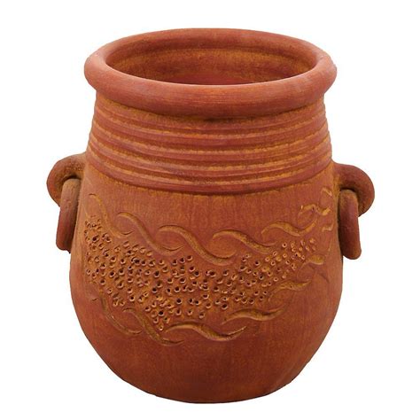 Margo Garden Products 15 in. Round Terra Cotta Mao Clay Pot-LE 2113-10 - The Home Depot