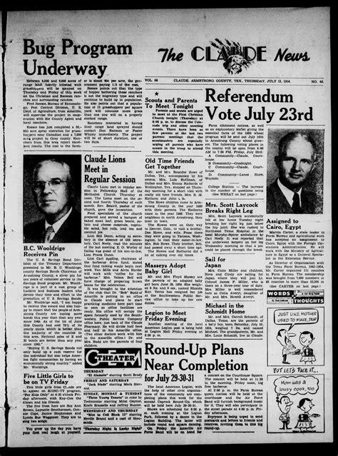 Claude News (Claude, Tex.), Vol. 64, No. 46, Ed. 1 Thursday, July 15, 1954 - The Portal to Texas ...