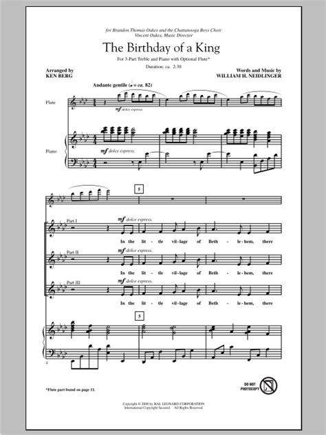 The Birthday Of A King | Sheet Music Direct