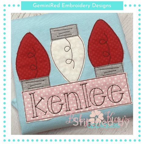 Christmas Lights with Name Frame {Four Sizes} - GeminiRed Embroidery Designs