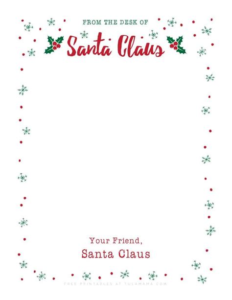 The Cutest Free Printable Santa Letterhead & Christmas Stationery - Tulamama