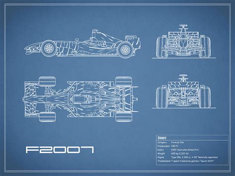 The F2007 GP Blueprint Photograph by Mark Rogan - Pixels