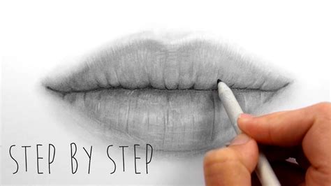 Step by Step | How to draw shade realistic lips with graphite pencils | Emmy Kalia - YouTube