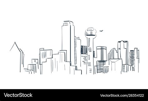 Dallas city sketch landscape line skyline Vector Image